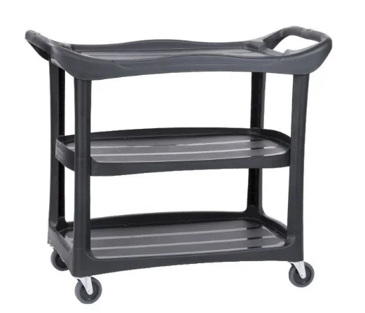 Commercial multifunctional 3 layers Black Utility Cart Plastic Service Trolley