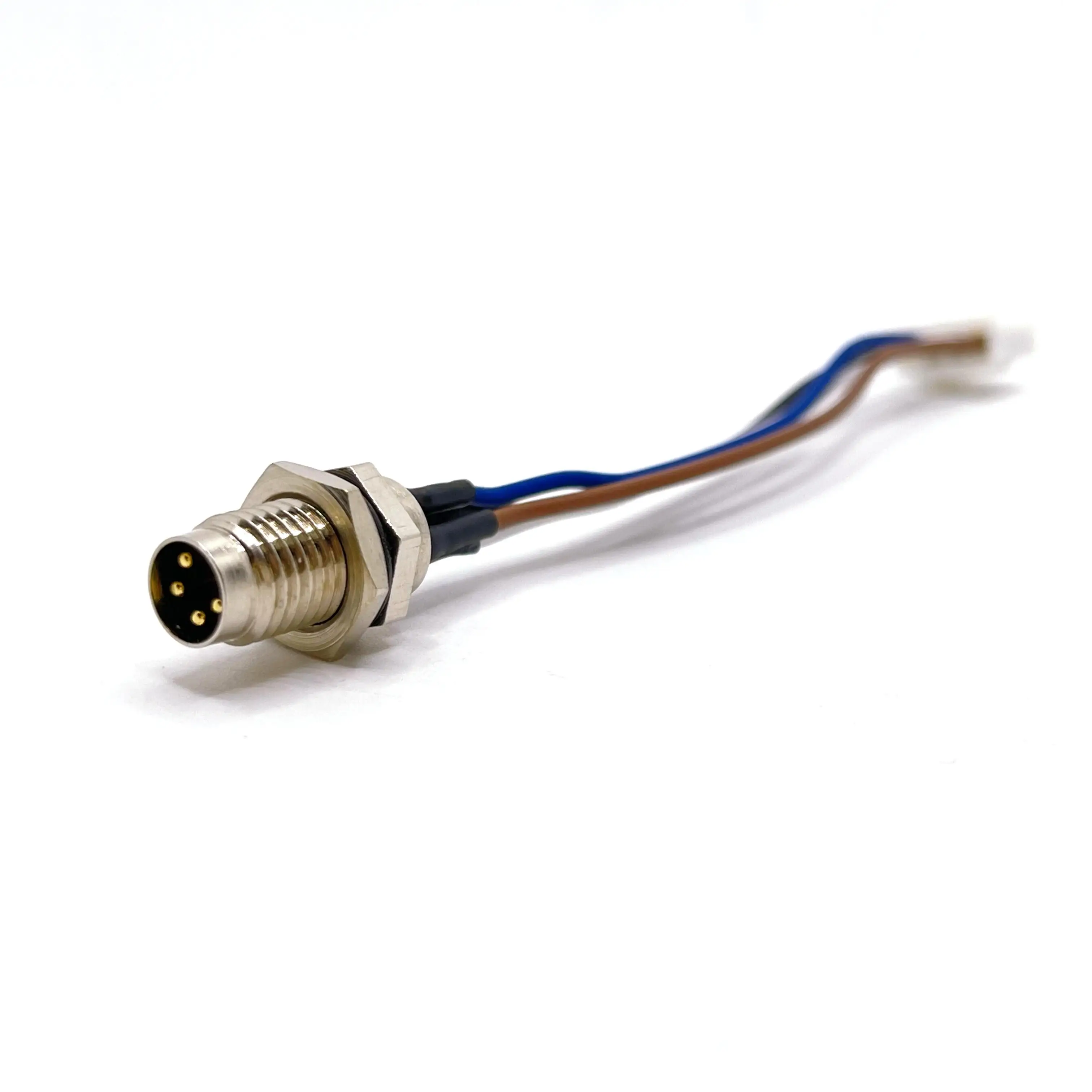 Supply 4 Pin Male Straight M8 Plug Panel Mount Solder Front Fastened Connector with Wires JST Terminals