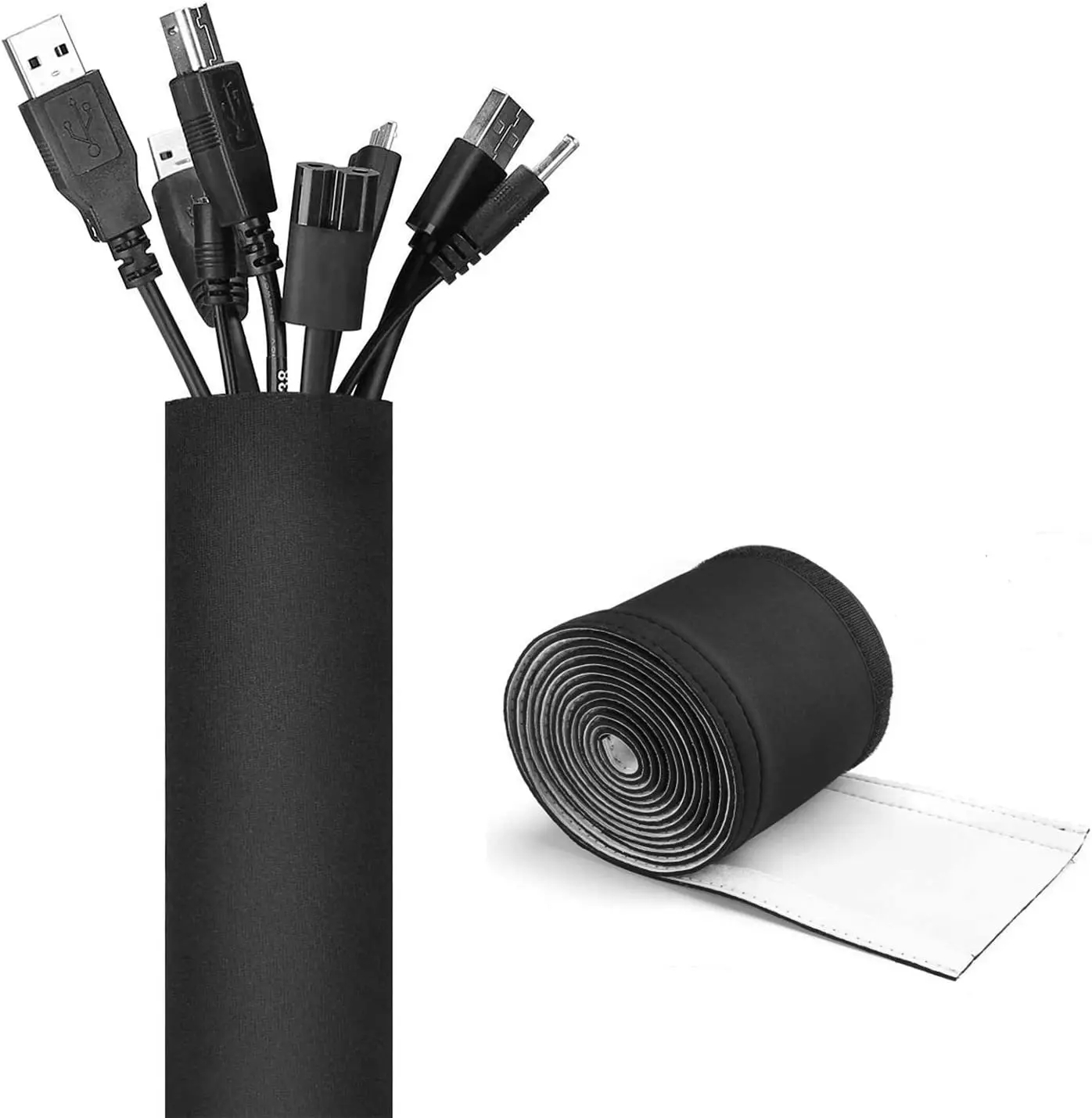 Onlyoa Adjustable Neoprene With Zipper Cable Sleeves Neoprene Cable Wire Organizer Management Sleeve