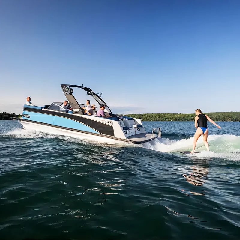 Large Best Luxury and Best Priced  Double Deck 25ft 7.5m Large Aluminum Pontoon Boat with Slide Ladder