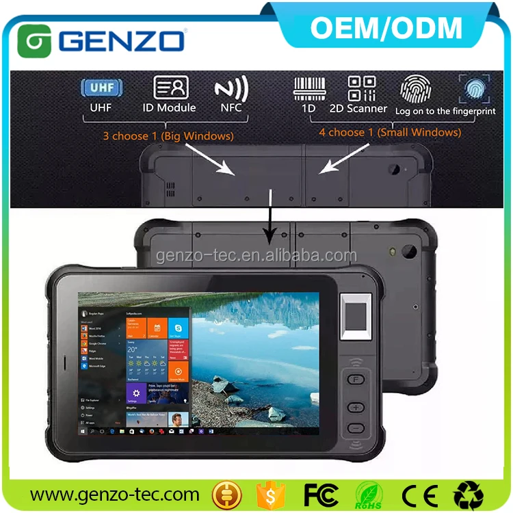 
7 Inch industrial tablet pc windows 10 Rugged tablet 1000 nits With Fingerprint and RFID/UHF/ID Module/1D 2D Barcode 