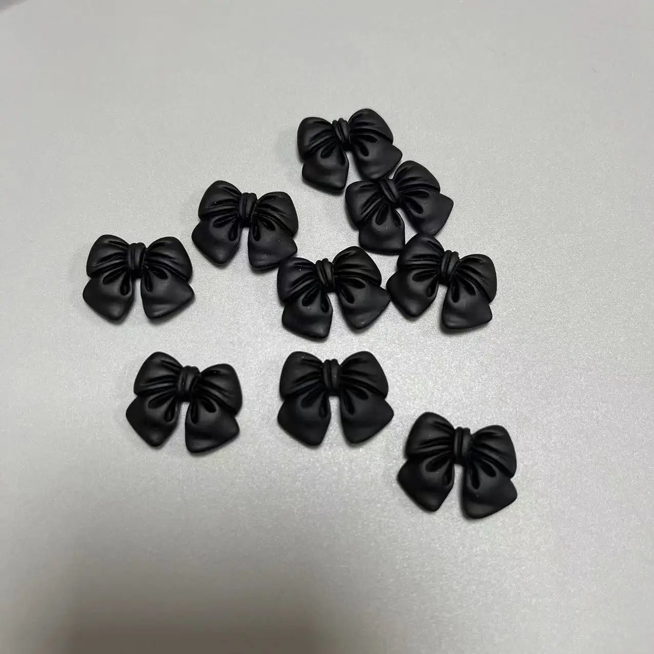 Kawaii Resin Matte Pink Black Beige Bow Tie Handmade Phone Case Tea Cup Accessories Big Nail Art Decoration Charm