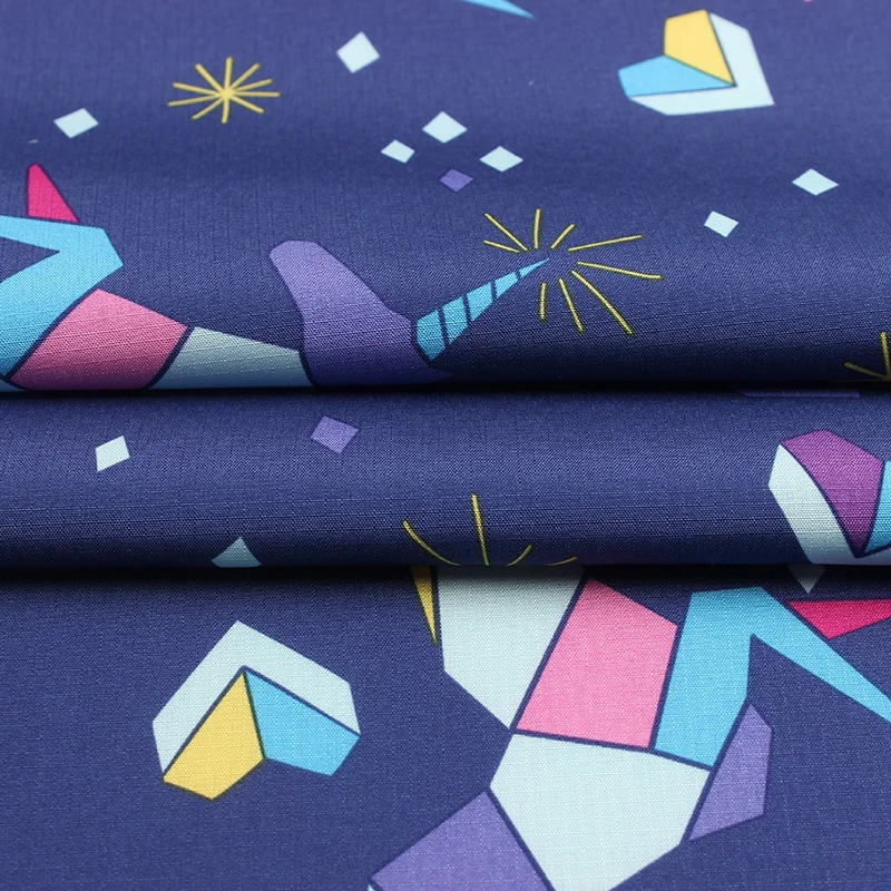 
ripstop polyester pongee fabric unicorn pattern 