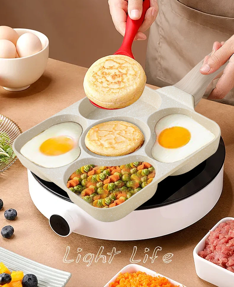 Five-hole Breakfast Fried Egg Burger Machine Non-stick Mini Flat Pancake Frying Pan Kitchen Supplies Cookware Tools