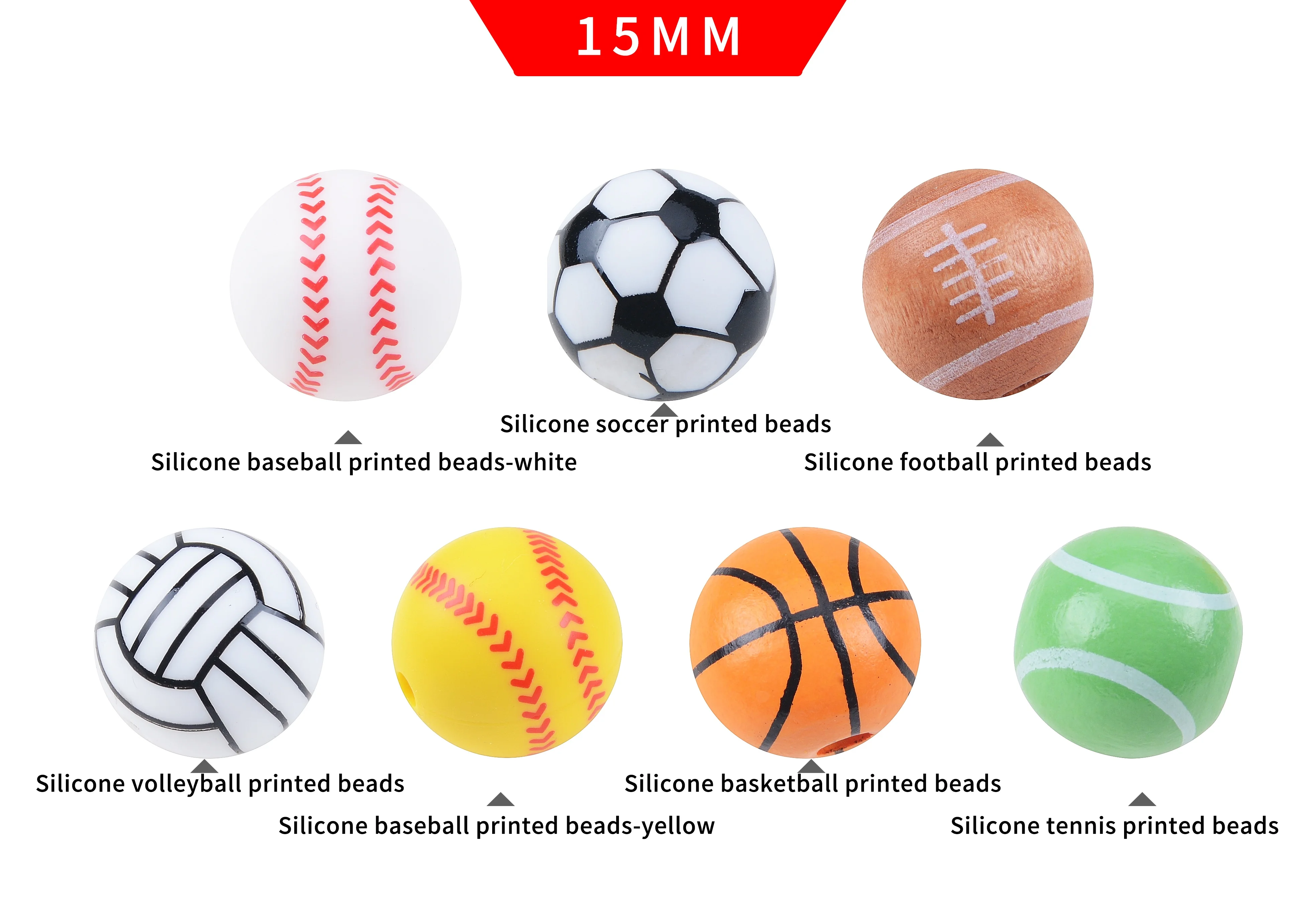 Hot Fashion Sport Style 100% Food Grade Silicone Chewable Necklace Teether Silicone Tennis Volleyball Soccer Teething Bead