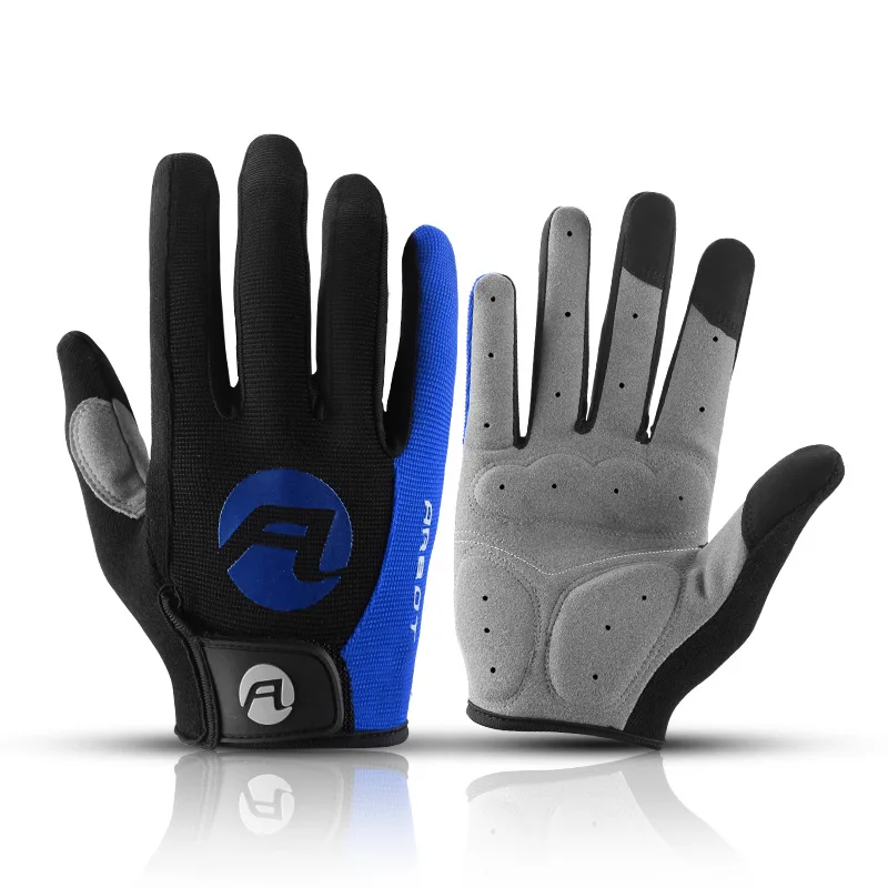 Outdoor sports men and women models fitness non-slip cycling full finger bicycle breathable touch screen gloves wholesale