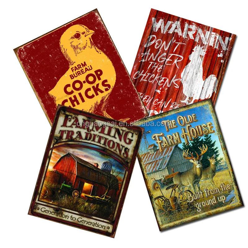 factory price 43.2*30.5 cm flat or embossing logo wholesale decor custom metal signs vintage tin sign