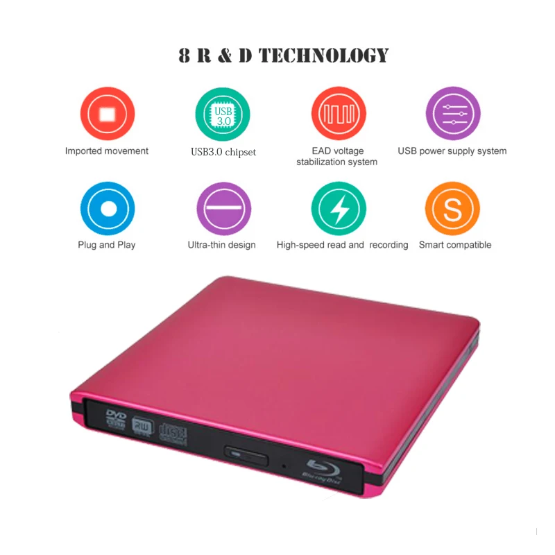  Алюминиевый Blu-Ray диск ультра-тонкий внешний USB 3 0 устройство записи blu-ray BD-RE компакт-дисков/DVD диска с многократной записью могут играть 3D 4K для