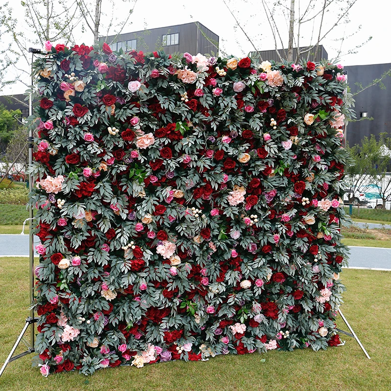 Подгонянный 3D /5D закатать тканевый цветочный фон 8X8ft 5D Цветочная стена для свадьбы