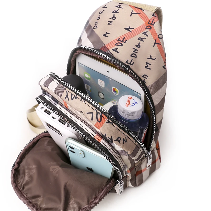 
Hot Sale Multicolor Printed Sling Nylon Leather Custom Anti Theft Crossbody Bag 