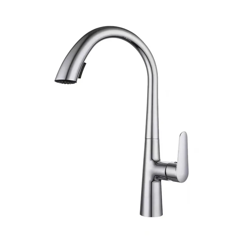 SUS 304 Pull Out Kitchen Faucet China Manufacture Sanitary Ware Factory Chrome Kitchen Mixer Tap Water Saving Tap
