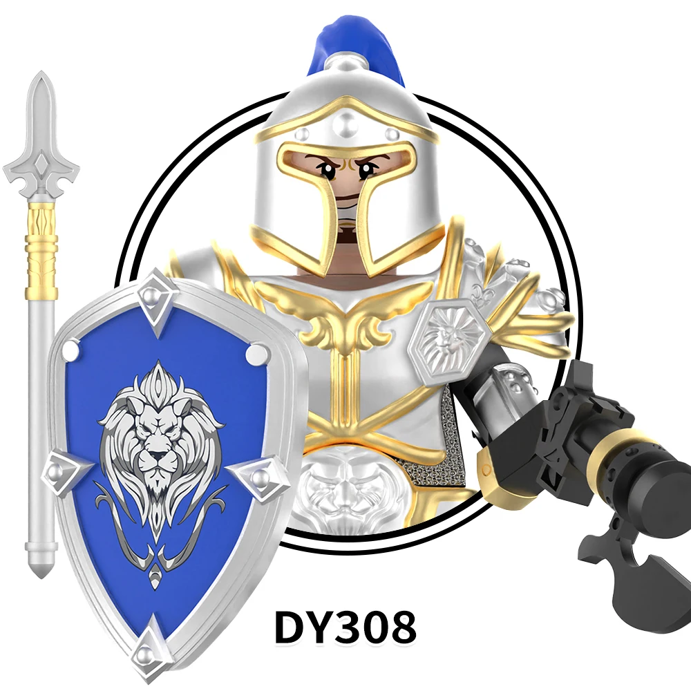 DY306-312 Medieval Military Army Orc Soldier Stormwind City Guard Green Purple Red Dragon Guard Mini Building Blocks Kids Toys