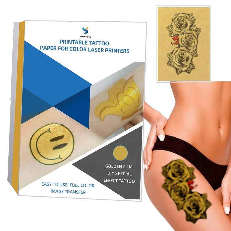 New Design Printable Tattoo Transfer Paper Temporary DIY Body Art Golden Film Tattoo Sticker Unique Tattoo Paper