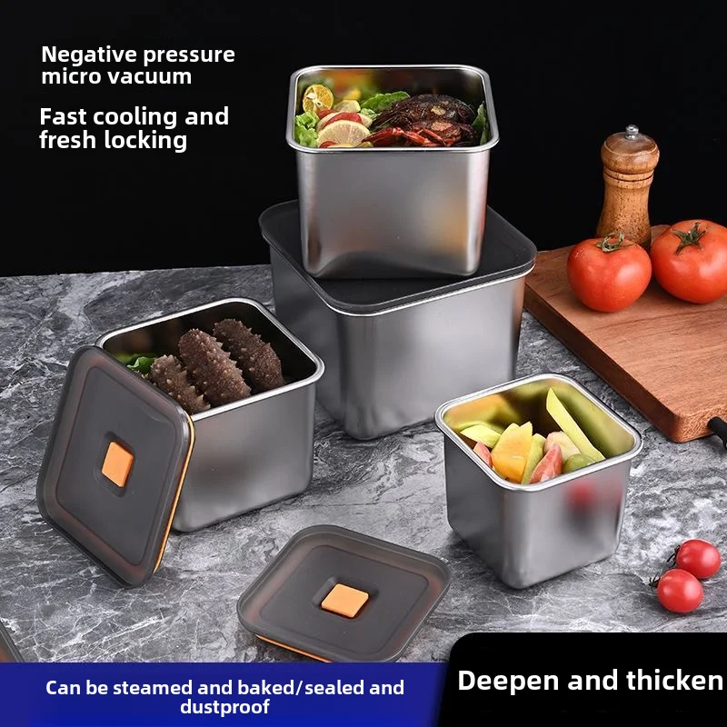 Portable commercial stainless steel seasoning tank kitchen supplies food storage seasoning storage container boxes with lids