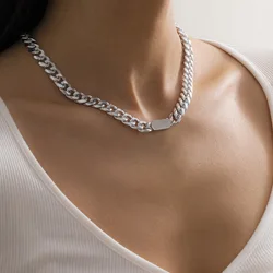 Hip hop cool Street geometric Necklace simple personality metal button thick chain necklace