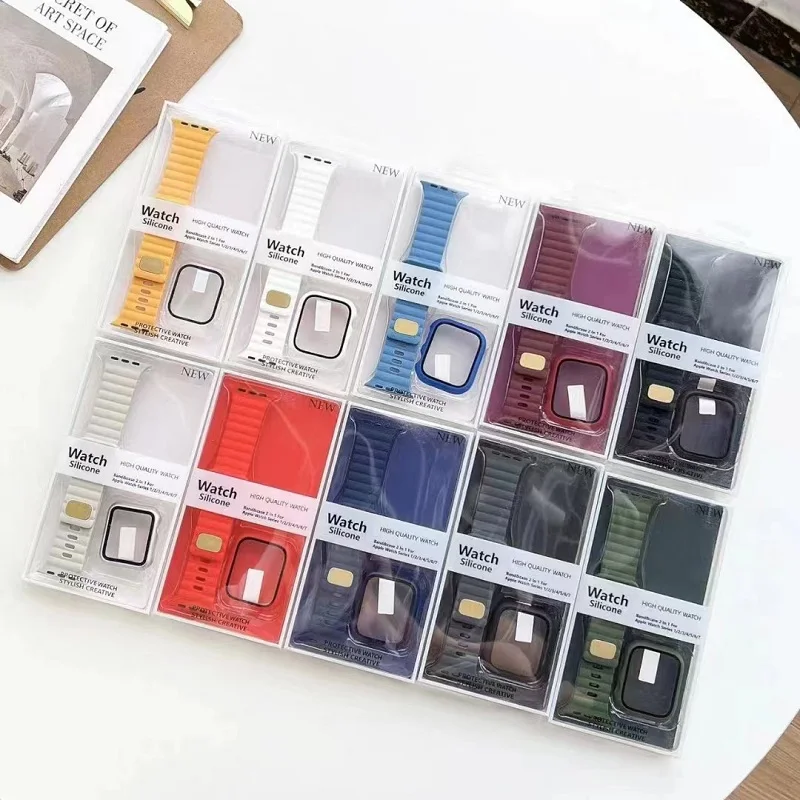 2022 new design a Set of Watch Strap and Screen Protector Suitable for iWatch 38mm 42mm 44mm Silicone Watch Band Accessories