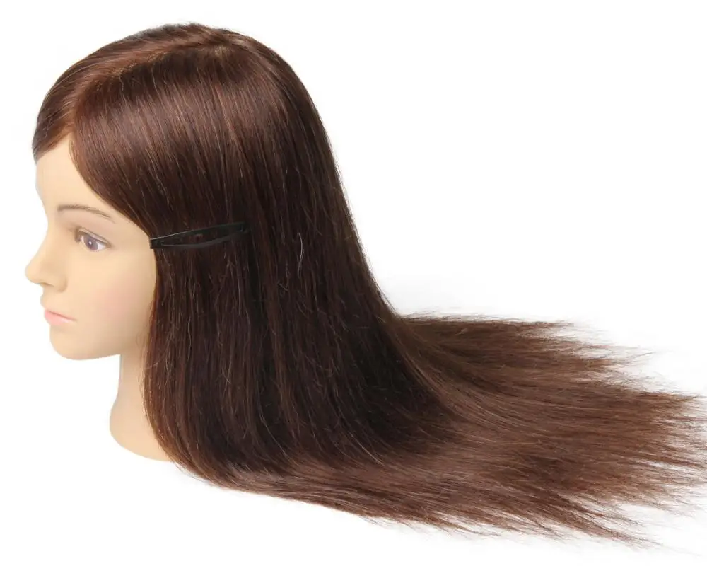 100% Real Human Hair Training Head Wig Dummy Doll Head Hairdresser Practice Hairstyles Hairdos Haircuts Permed