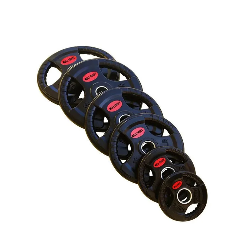 WellTrust grip weight plates tri grip rubber coated plate trip grip plates