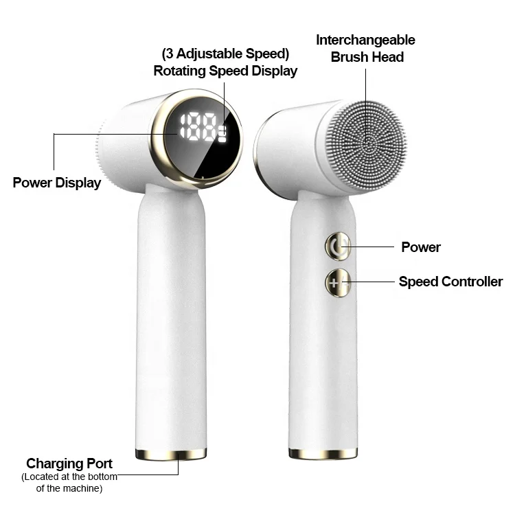 LED Display Rechargeable Handheld Waterproof Exfoliate Remove Dead Tighten Skin Face Deep Cleansing Brush