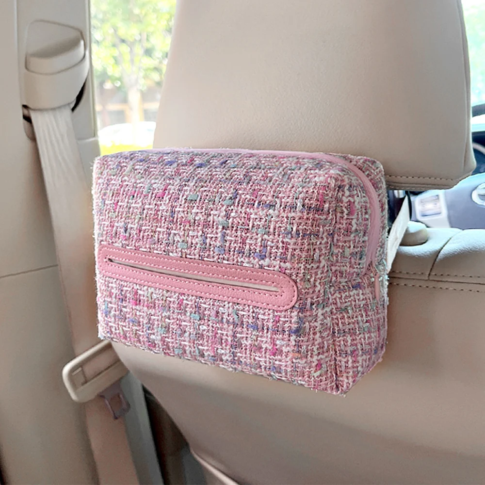 Car Tissue Box Towel Sets Tissue Box Holder Auto Interior Storage Decoration Accessories Car Sun Visor Fabric light luxury