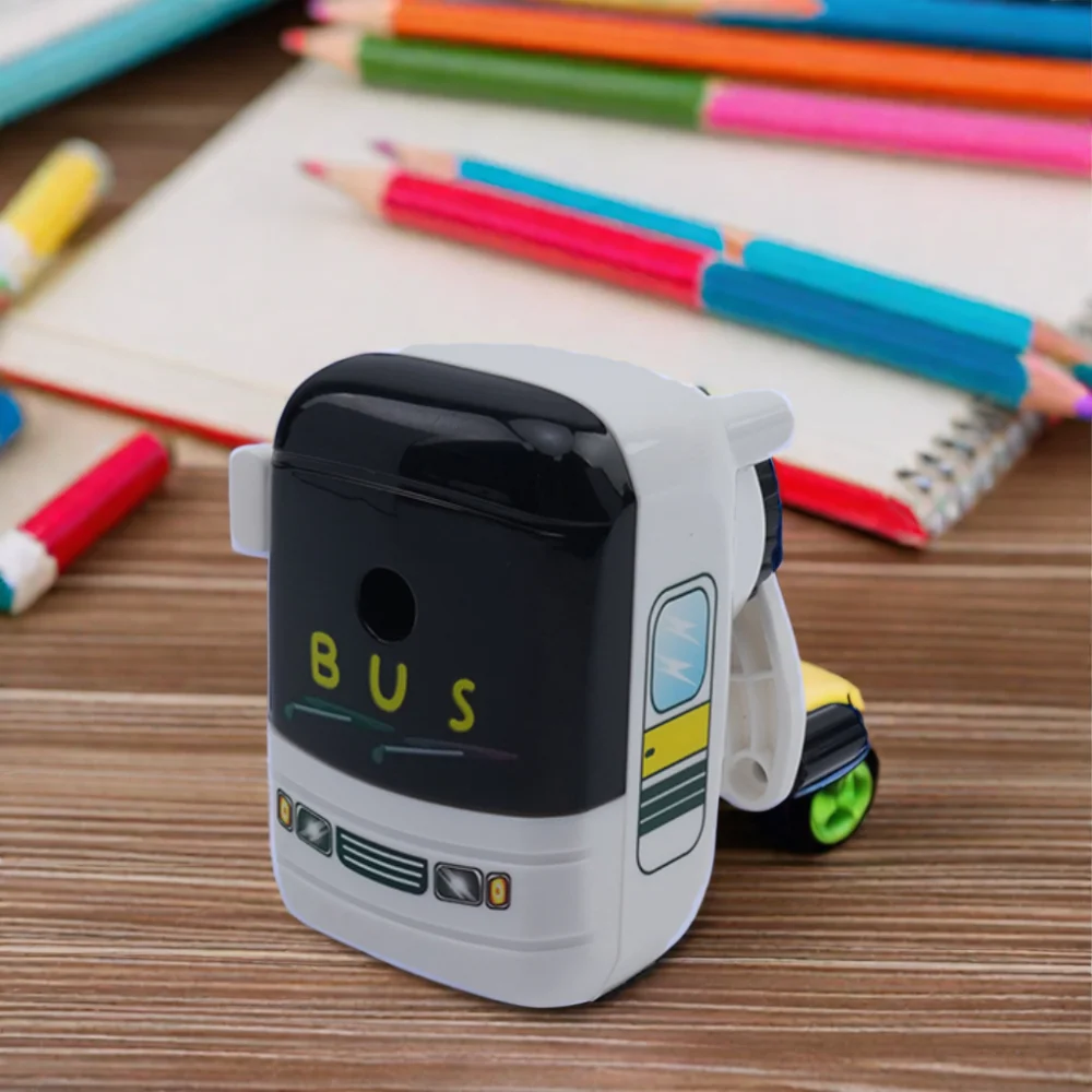 Creative Cartoon Pencil Sharpener for Students Bus Children Wholesale School Supplies Car Styling Design
