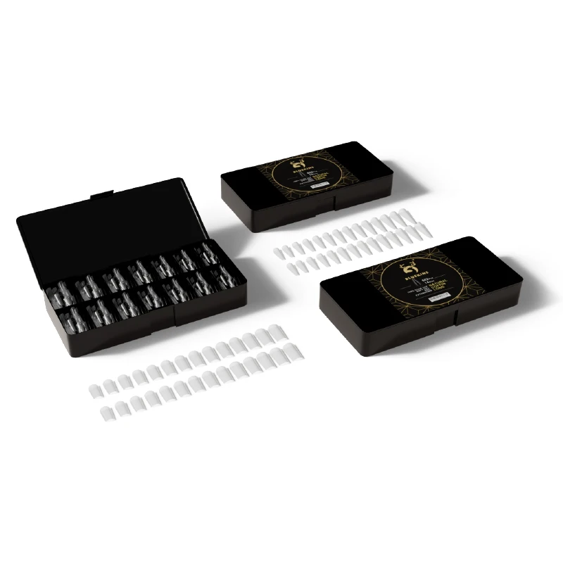 BLUEKINS private logo apres gel x full cover soft gel nail extension etched buffed matte press on x coat gel tips