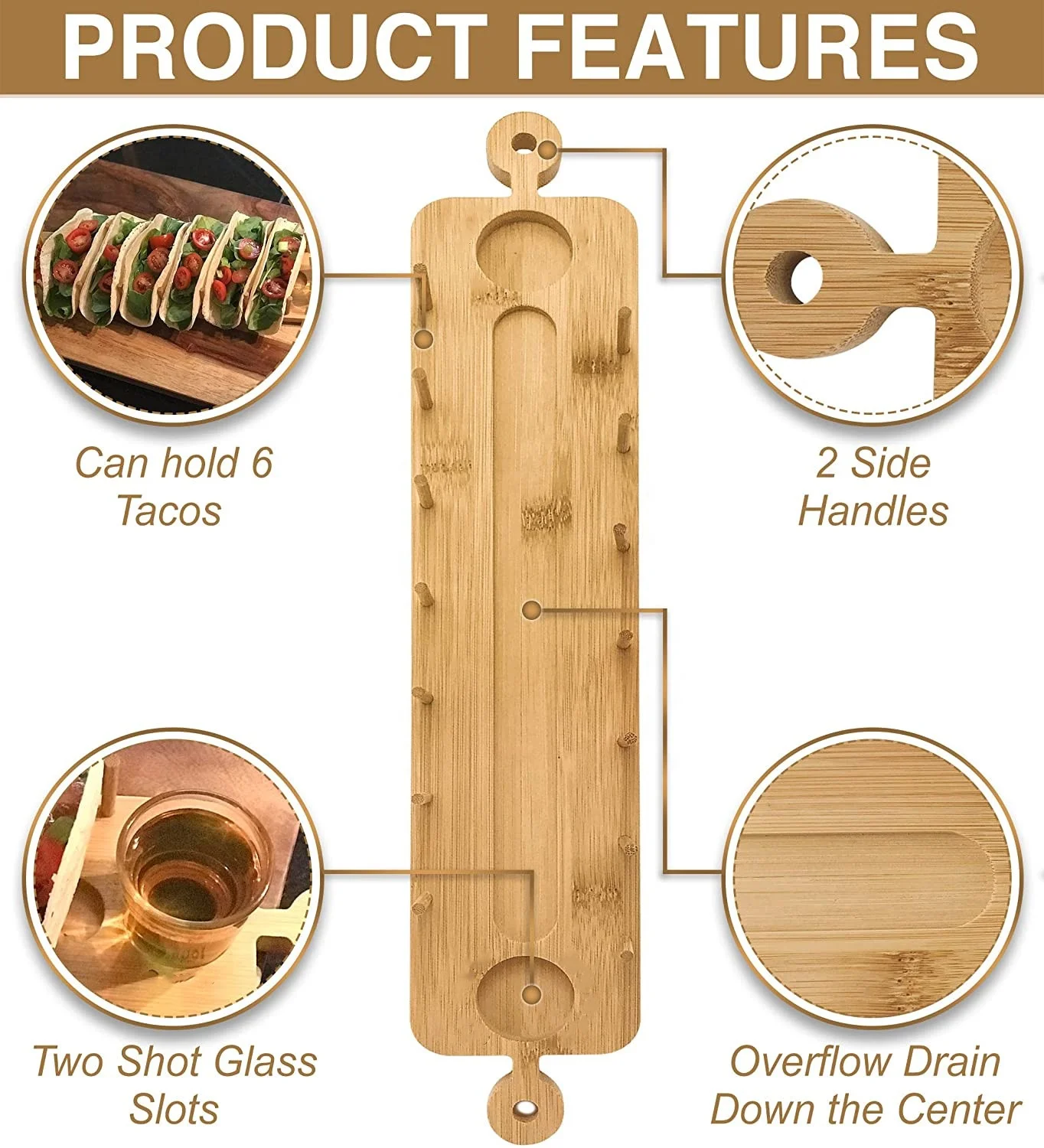 Wooden Bamboo Taco Holder Stand