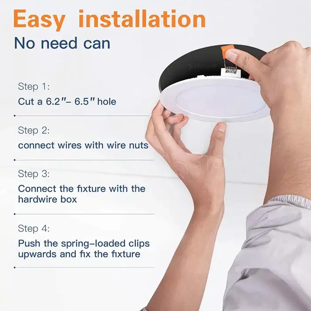 Hofoled 9W 4 Inch 5CCT Round Can Downlight Dimmable LED Panel Light Ultra Thin LED Recessed Ceiling Light LED with Junction Box