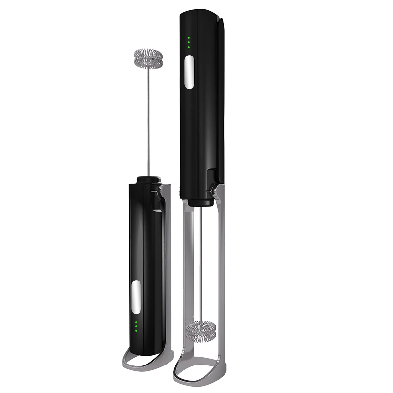 USB Mini Electric Milk Frother with Stand Folding Coffee Beater for Household & Car Use Battery Powered