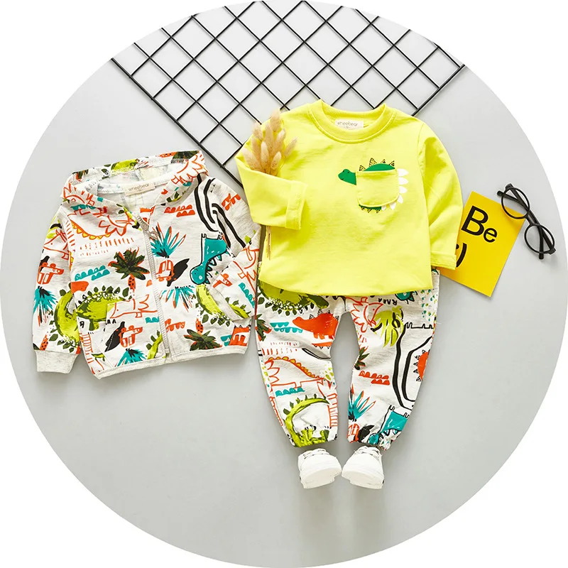 Lovely cartoon 3 pieces set autumn toddler boy clothes for baby 9-12 months