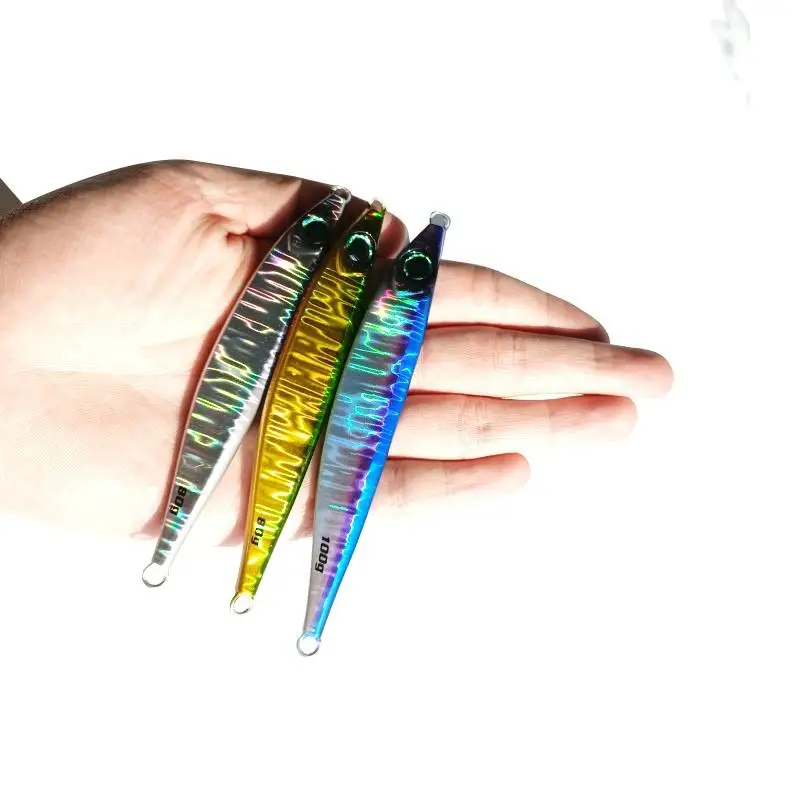 Hologram slow jigging lure sardine fish 40-100g fishing metal lead jig shore casting slow pitch jigging lure bait