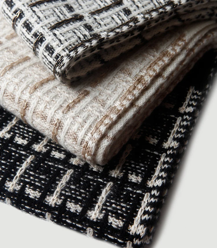 Новый стиль клетчатый вязаный кашемировый шарф Женская Роскошная шаль осень и зима утепленные теплые