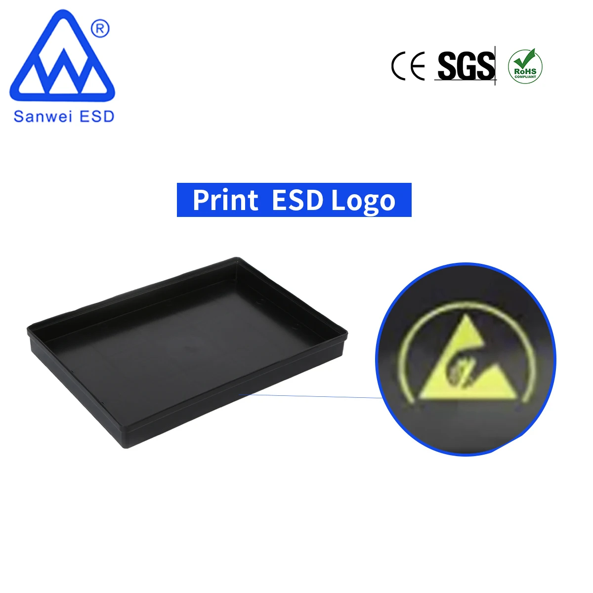 ESD plastic logistics tray/pallet conductive tray conductive logistic pallet