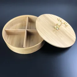 Handmade Snack fruit tray with lid bamboo storage box wooden food organizer Dried fruit tray box