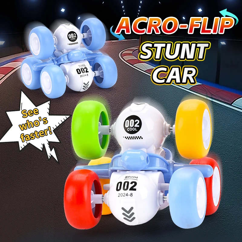 360 degree full-sided rolling tumbler multiple colors friction power 6 wheel stunt car for more than 3 years old children