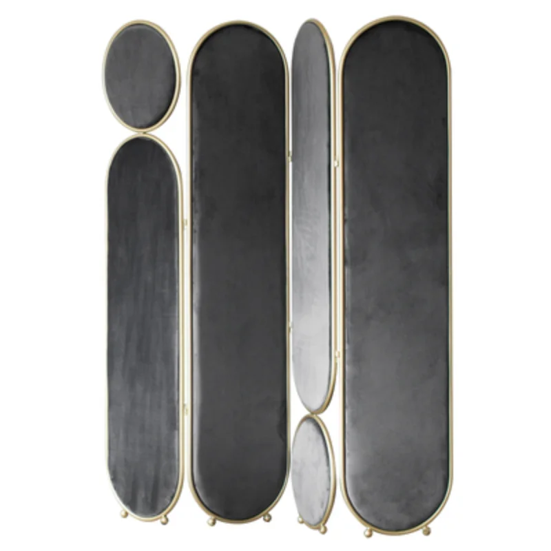 New Type Top Sale Nordic Metal Velvet Folding Decoration Divider Partition Screen for Home