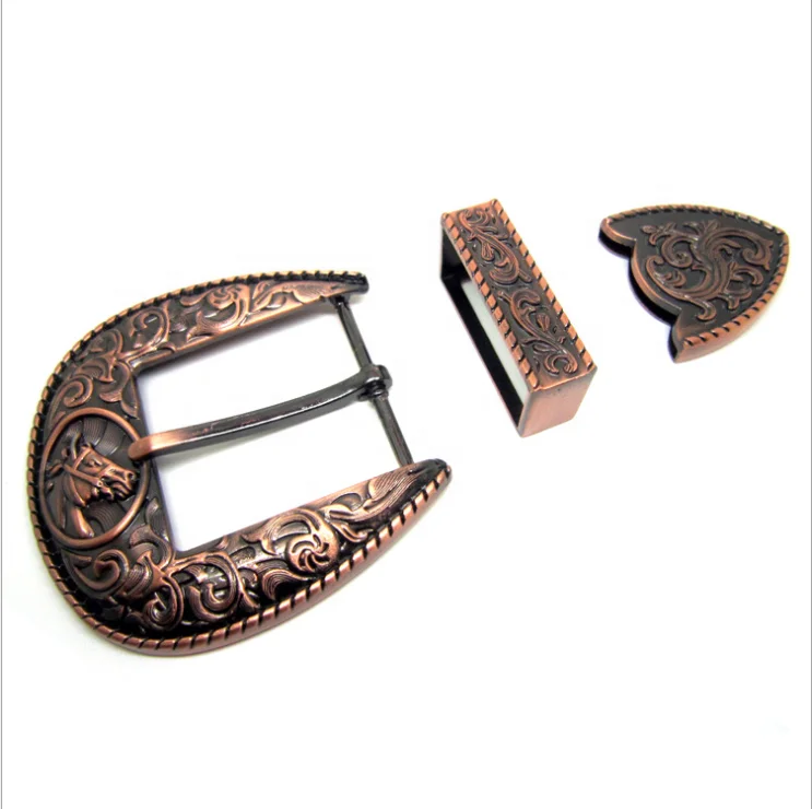 Hardware Silver Mexico Luxury Metal Western 3 Piece Banding Belt Buckle Set Screws Belt Buckles 3 Pieces Set