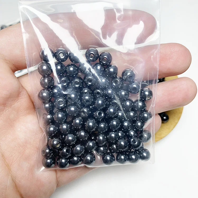 Aita natural Wholesale round Beading Glossy 6mm/8mm Hematite Natural Loose Healing Stone Crystal Beads Colorful Jewelry Making