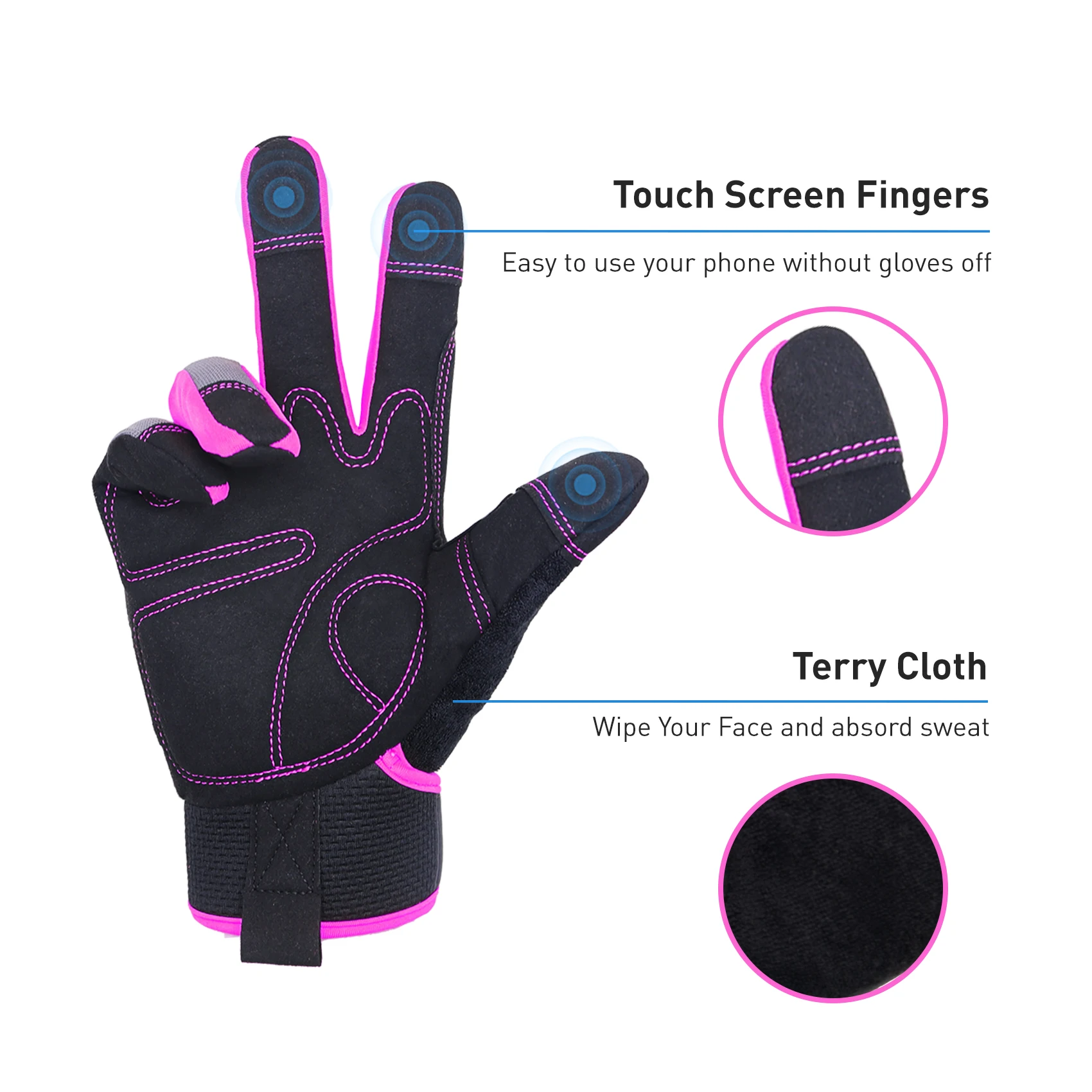 PRI Factory custom wholesale pink cheap outdoor women ladies synthetic leather protective work gloves mechanics