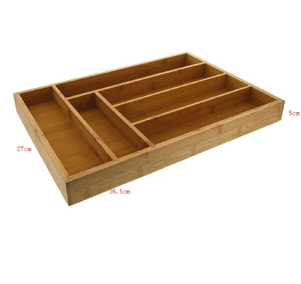 Wholesale  6 Slot Bamboo Divider Cutlery Drawer Organizer forks  and knifes storage for kitchen