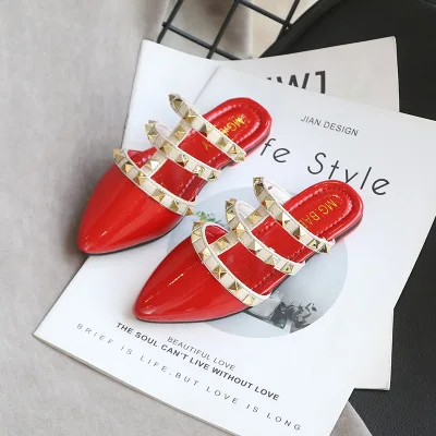 
2020 Kids Girls Children Roman Rivet Slippers Princess Shoes For Girls Wedding Party Dress Rivet Dance Shoes 
