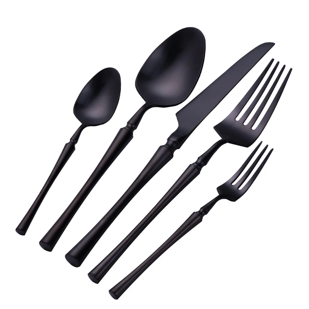 Luxury black fashionable wedding party stainless steel flatware set stainless steel kitchen cutlery