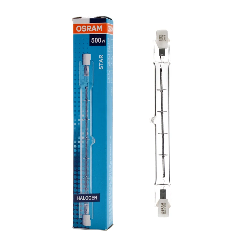 OSRAMHALOGEN Tungsten Double-Ended 120V 500W Quartz Halogen R7S-15 Tungsten Lamp 2900K Warm White