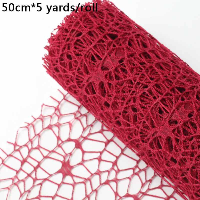 Unique Solid Colors Round Hollowed Out Korean Floral Flower Gift Packaging Decorations Wholesale Hard Yarn Wrapping Paper Roll