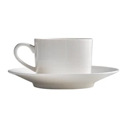 custom classic new bone china plain white ceramic cup and saucer mug set with printed logo