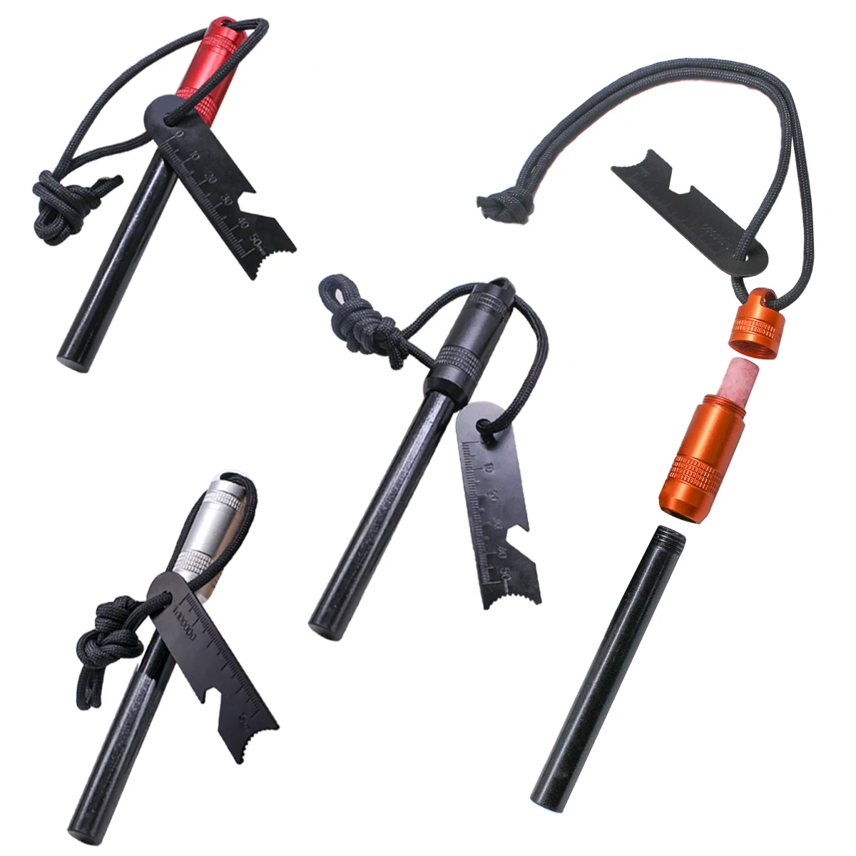 Waterproof Aluminum Capsule Ferro Rod Ferrocerium Fire Starter Kit with Emergency FIre Plug Tinder