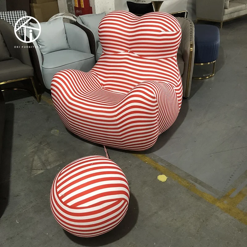 modern Leisure Recliner Sofa with feet rest  Fashion Living Room Chair stripe fabric Upholstered Velvet Fabric Lounge Chair