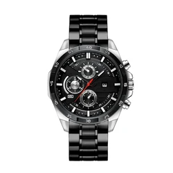 Good quality fashion minimalist vintage leather style strap wrist watch analog date stainless steel man watch