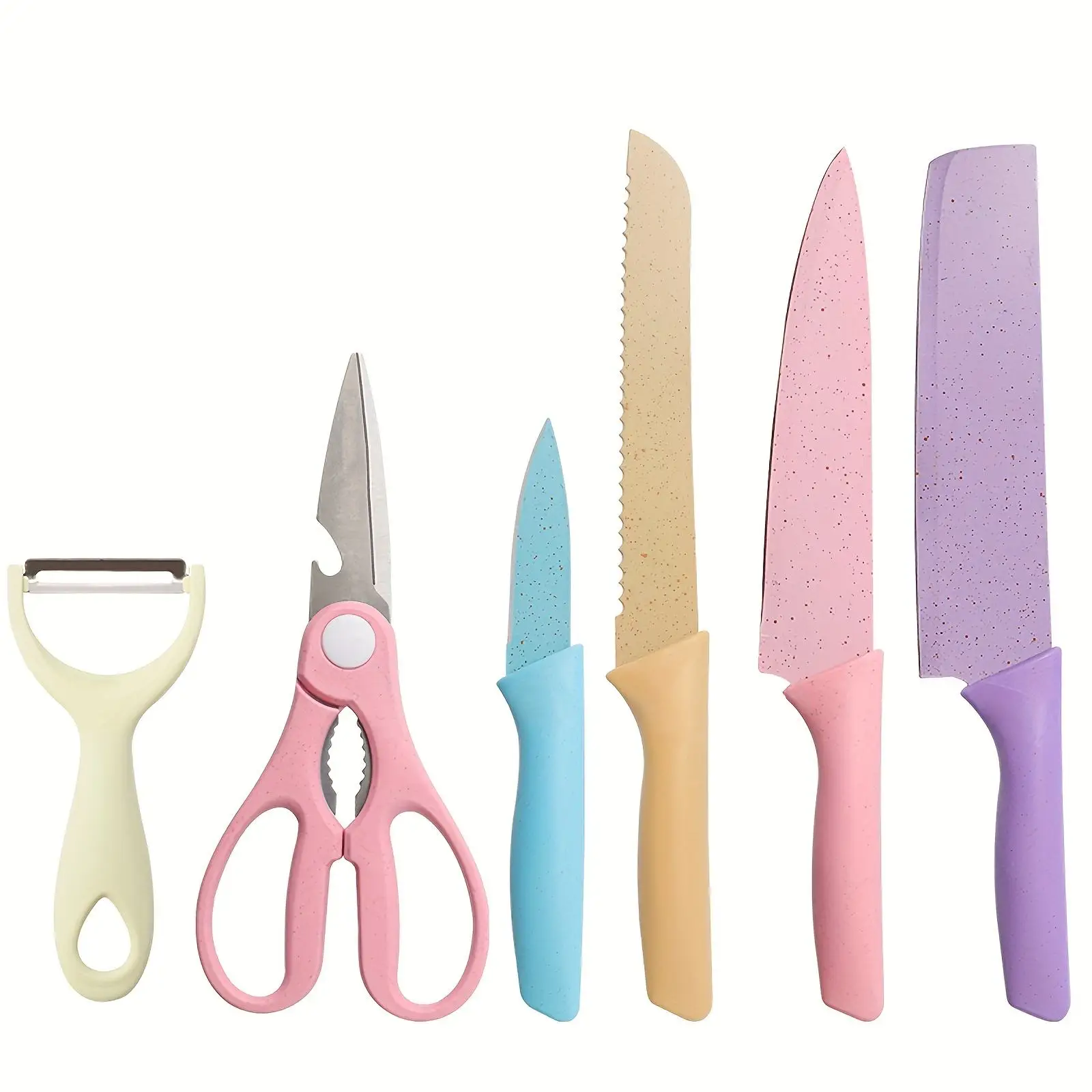 Wholesale Kitchen Accessories Cooking Sets Knives Set 6pcs Kit Wheat Straw Knife Scissor Peeler Kitchen Knife set