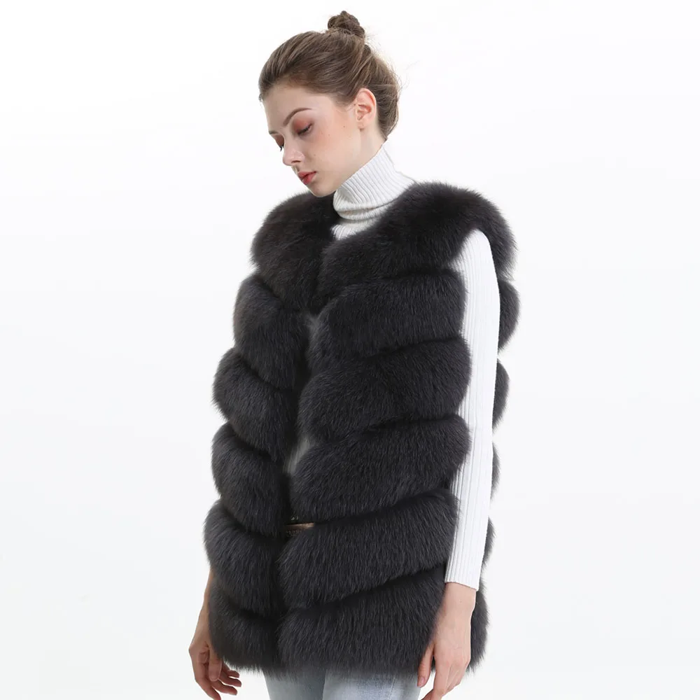 Chinese Top Quality Fur Vest Supplier Russian Style Vest Winter Fox Long Fur Vest